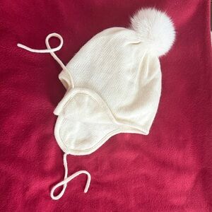 Yves Salomon Cream cashmere Knit Hat
